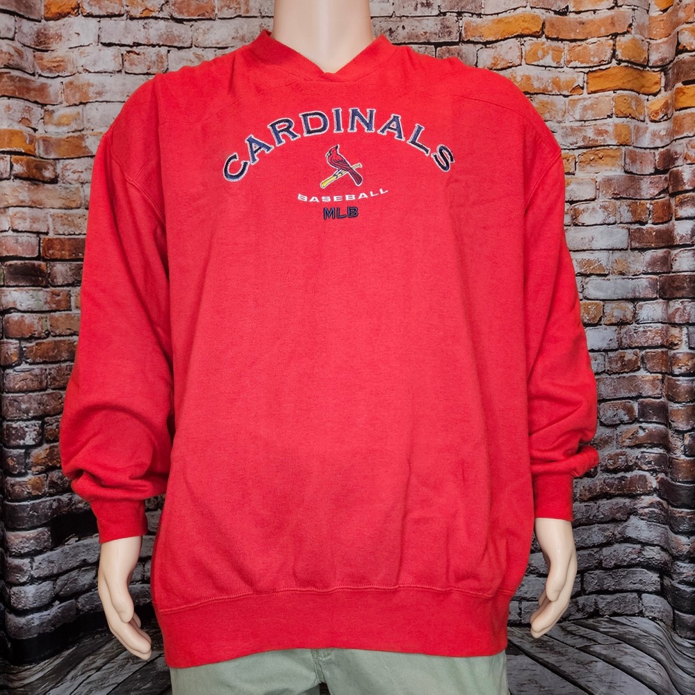 Vintage Lee Sport St Louis Cardinals MLB Red V-Neck Sweatshirt Mens 2XL 2000s